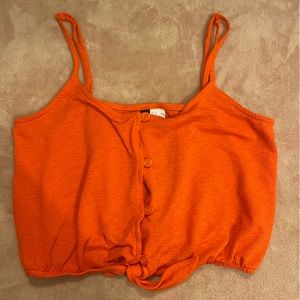 orange button tank top